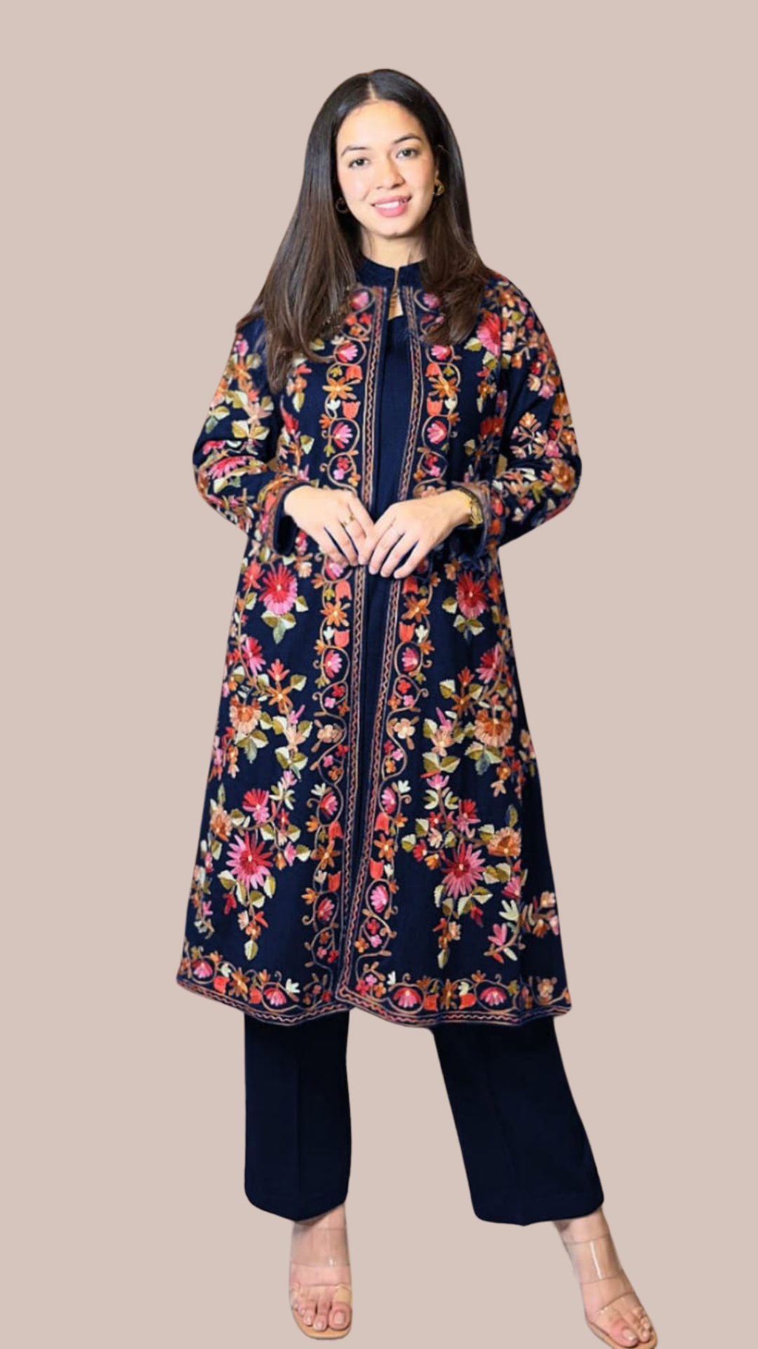 3pc Embroidered dress with gown for women