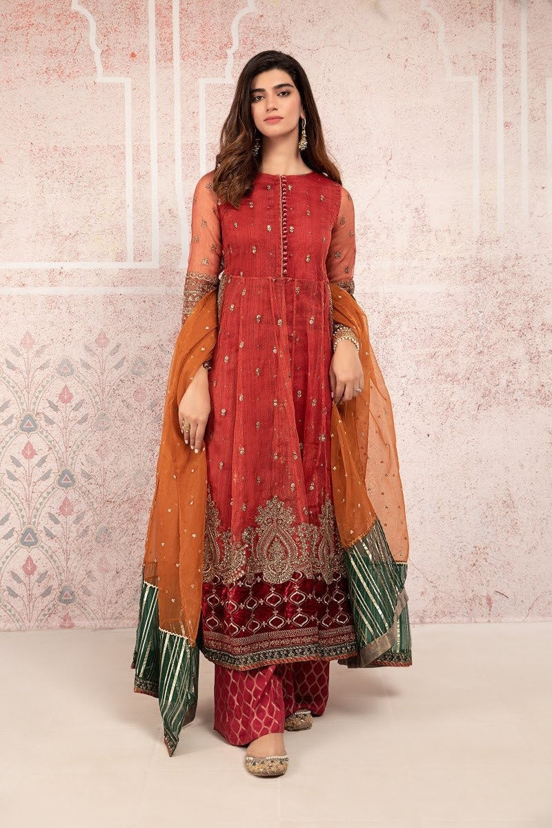 Net Embroidered Frock With Net Embroidered Dupatta for women